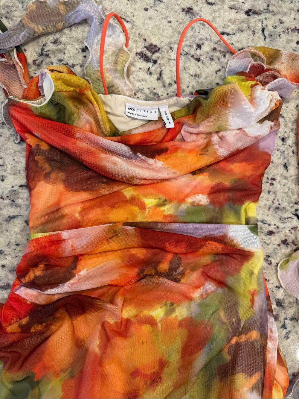 ASOS Orange Multi-Color Floral Ruffle Maxi Dress - Picture 4 of 6
